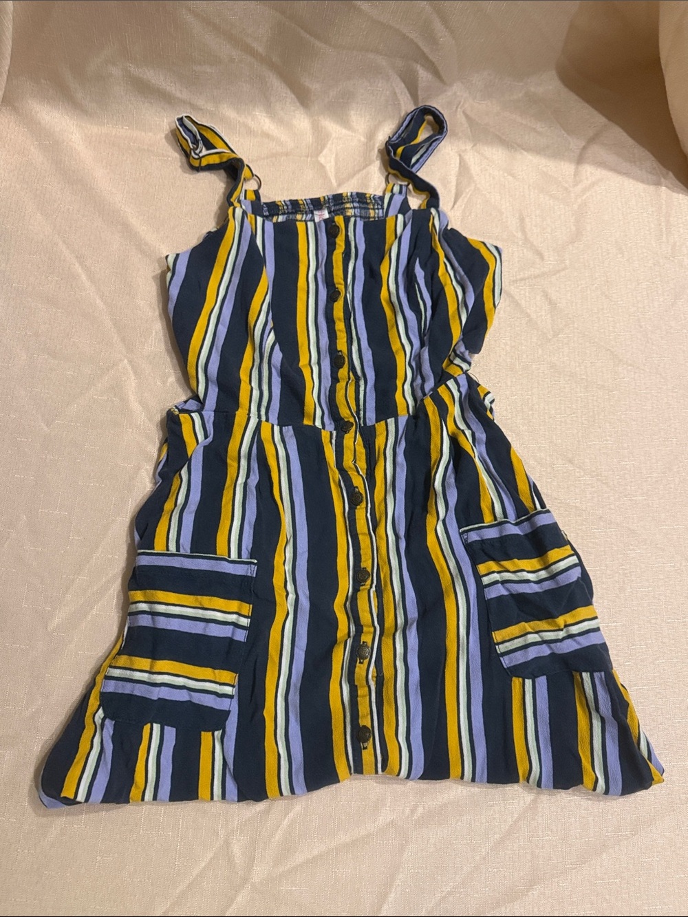 Unk Striped Navy, Yellow & Lilac Girls' Sundress